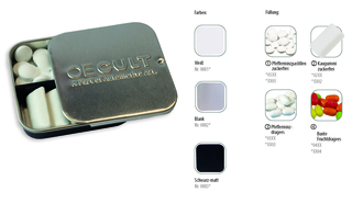 Twin Tin geprägt, Inhalt: Pfefferminzdragees (Dose) - 53 x 53 x 10 mm - blank