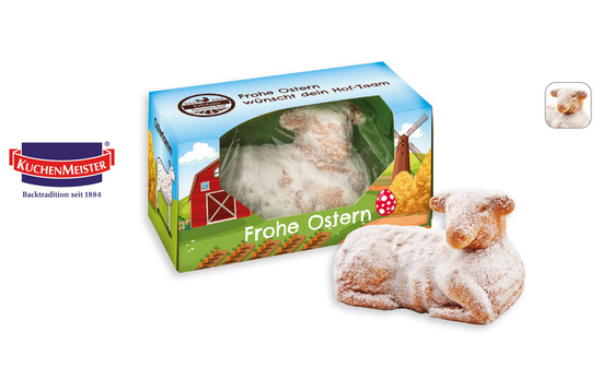 Osterlamm in Werbebox, Inhalt: Osterlamm