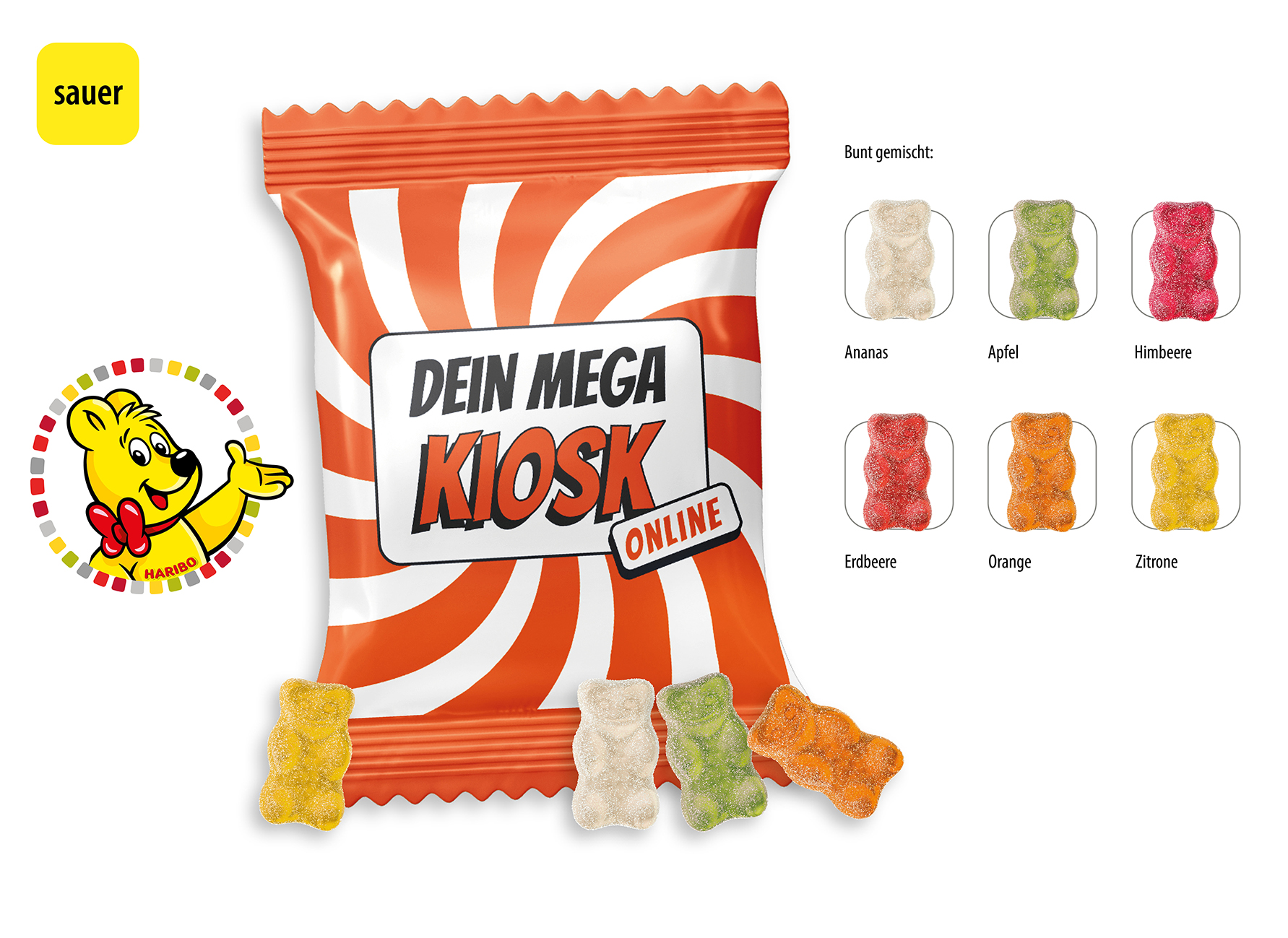 HARIBO Saure Goldbären Werbetüte, Inhalt: HARIBO Saure Goldbären