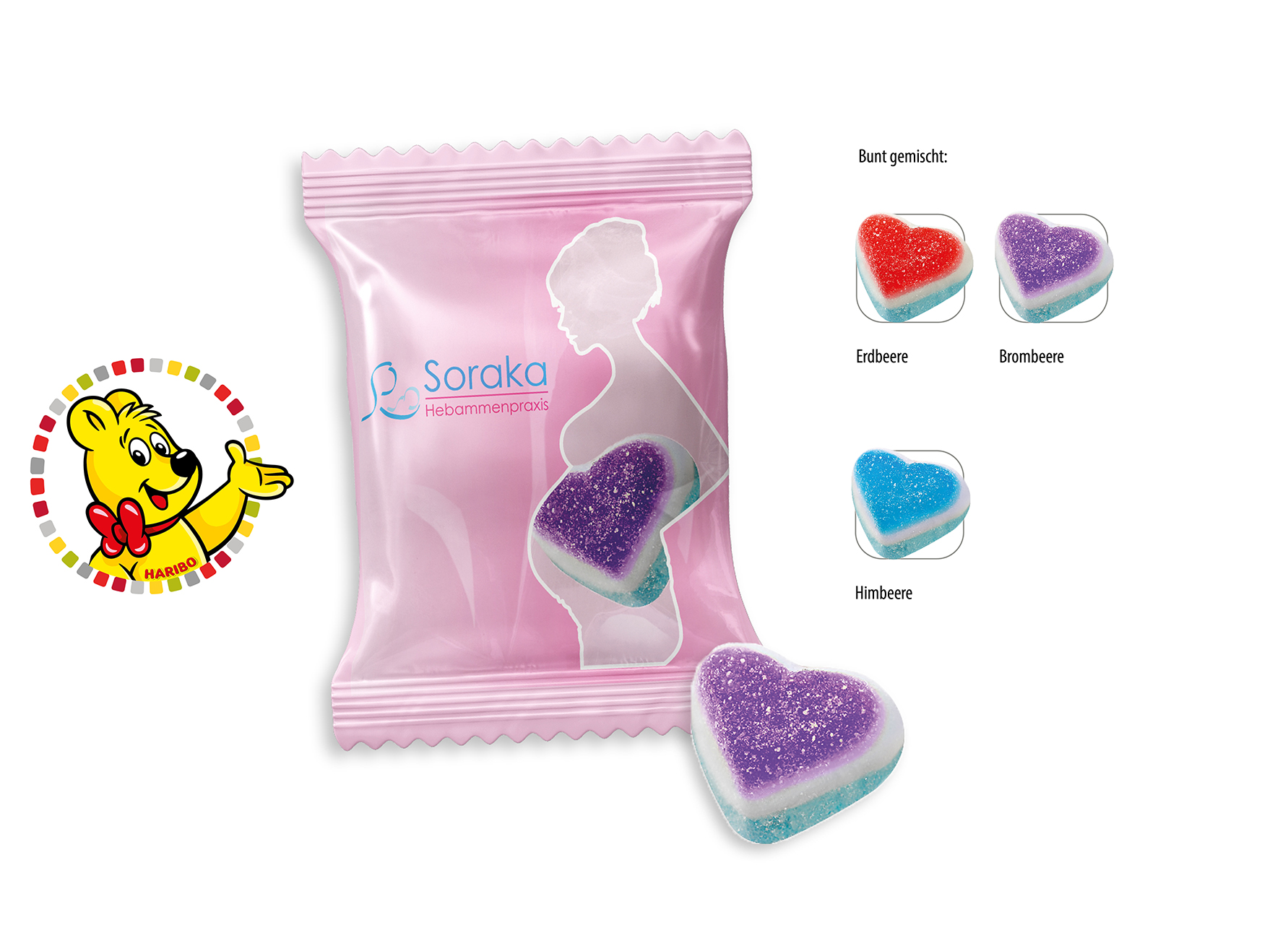 HARIBO Schaumzucker Herzen Werbetüte, Inhalt: HARIBO  Schaumzucker Herzen ca. 8 g