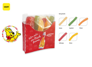 HARIBO Saure Pommes Tüte in Werbebox, Inhalt: HARIBO Saure Pommes