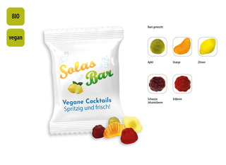 BIO Mini Früchte vegan Werbetüte, Inhalt: Vegane BIO Mini Früchte