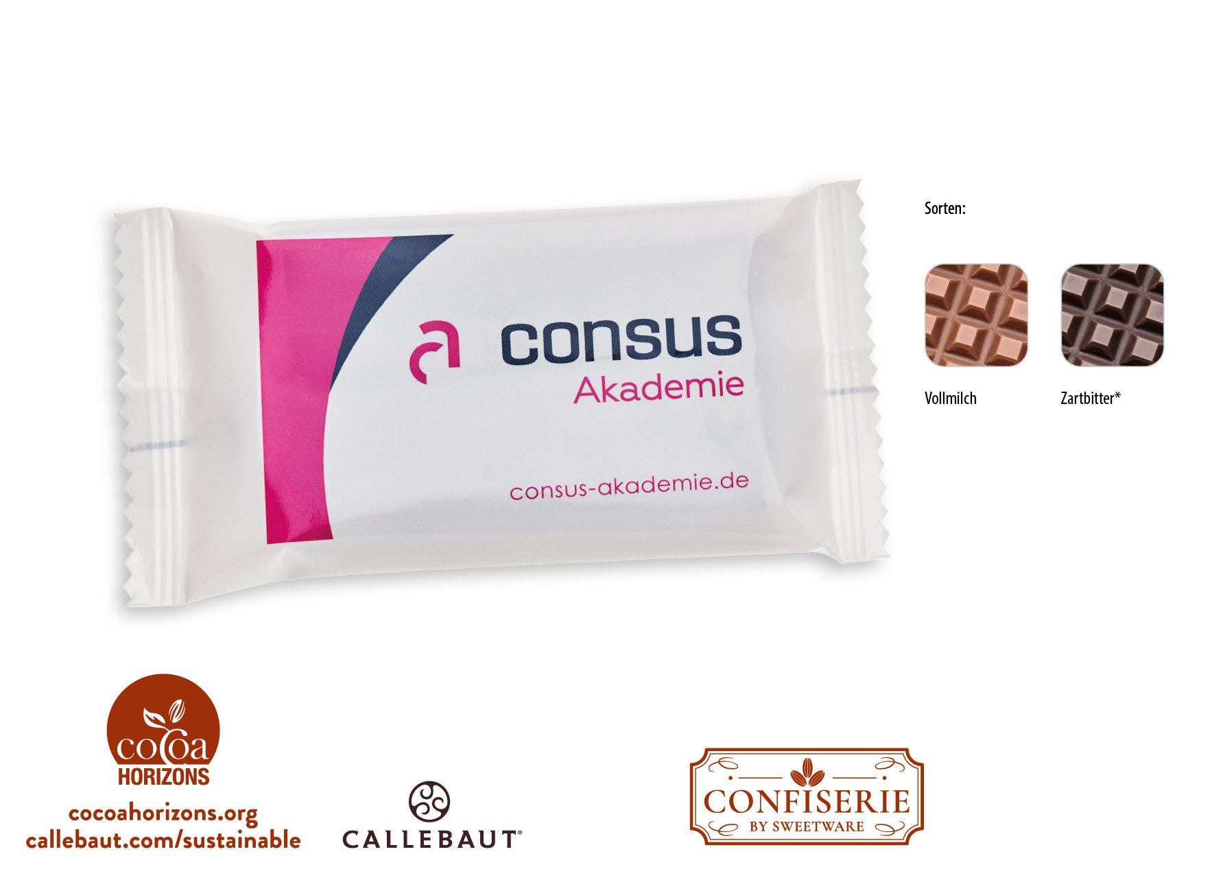 Schokolade 20 g Tafel, Inhalt: Callebaut Vollmilch