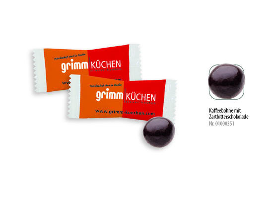 Schoko-Kaffeebohne im Flowpack, Inhalt: Schoko-Kaffeebohne ca. 2 g