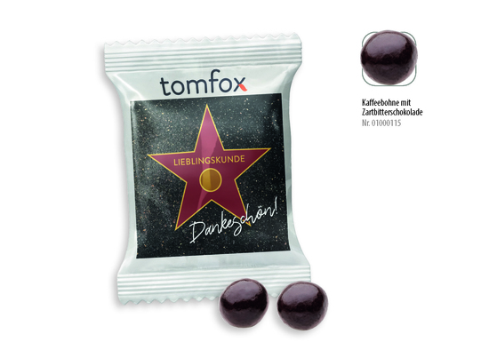 Schoko Kaffeebohnen Werbetüte, Inhalt: Schoko-Kaffeebohne ca. 4 g