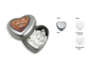 Herzdose, Inhalt: Pfefferminz Herzen zuckerfrei