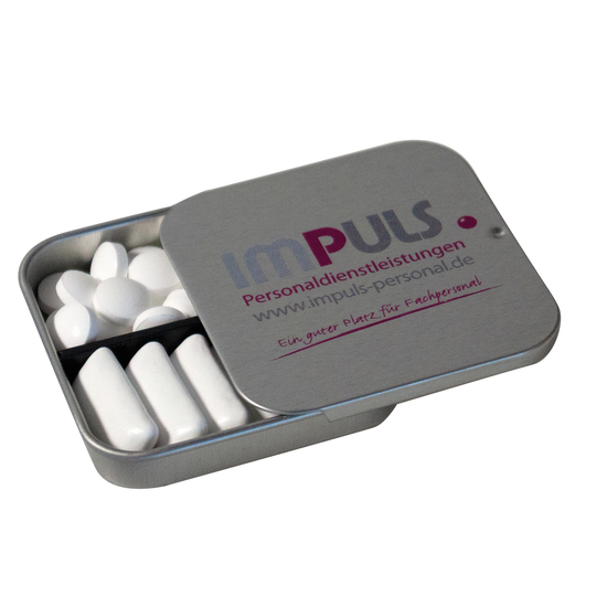 Twin Tin, Inhalt: Pfefferminzdragees (Dose)  Pfefferminz Dragees blank