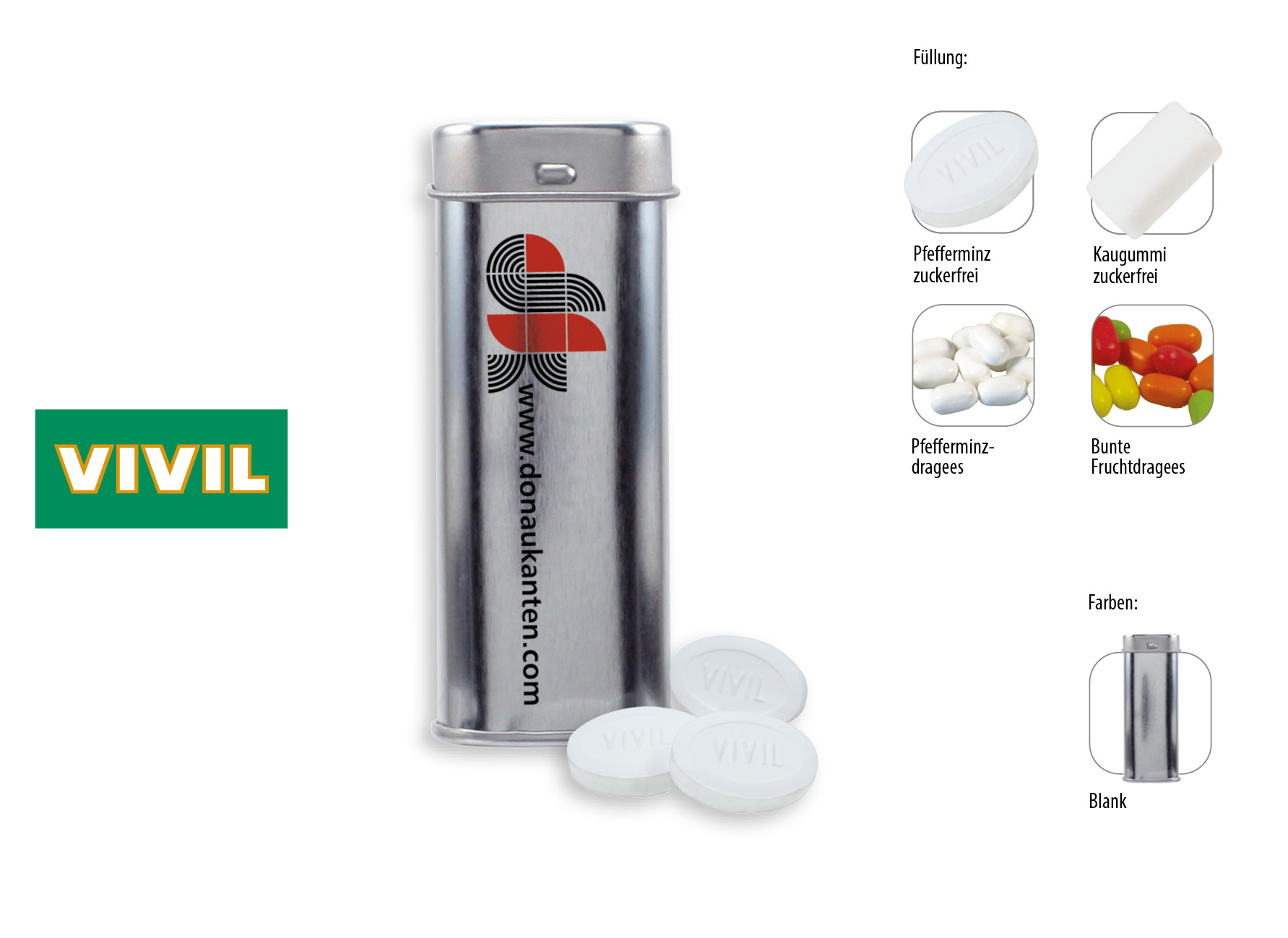 Pocket Box, Inhalt: Bunte Fruchtdragees gemischt (Dose)