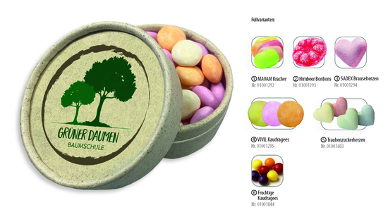 Graspapierdose 89, Inhalt: Himbeer Bonbon ca. 80 g