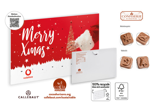 Wand Adventskalender Standardmotiv, Inhalt: Callebaut Vollmilch Schokolade Kalender ca. 75 g
