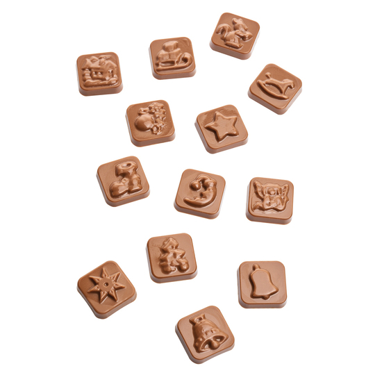 Tisch Adventskalender personalisiert, 60 g Callebaut Vollmilch Schokolade Kalender