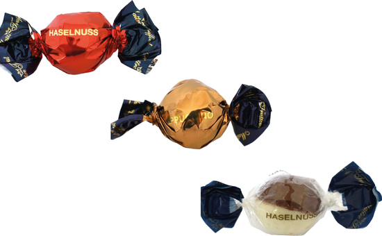 Weihnachtspralinés in Motivkartonage "Rentier", Inhalt: Pralinen Milchschokolade mit Haselnusscremefüllung ca. 75 g