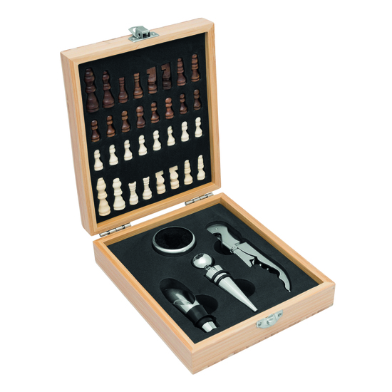 Weinset BAMBOO CHESS mit Schachspiel 56-0301163