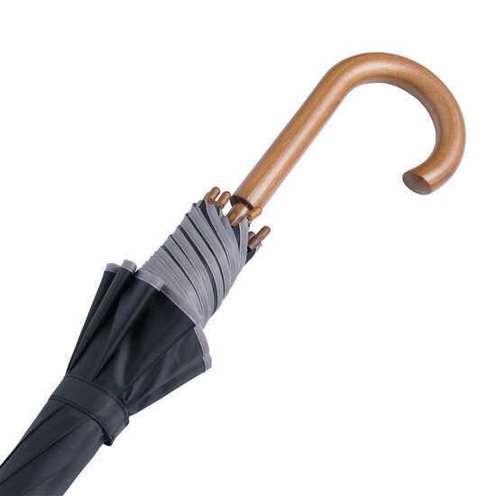 Automatik-Holzstockschirm WALTZ, grau, schwarz