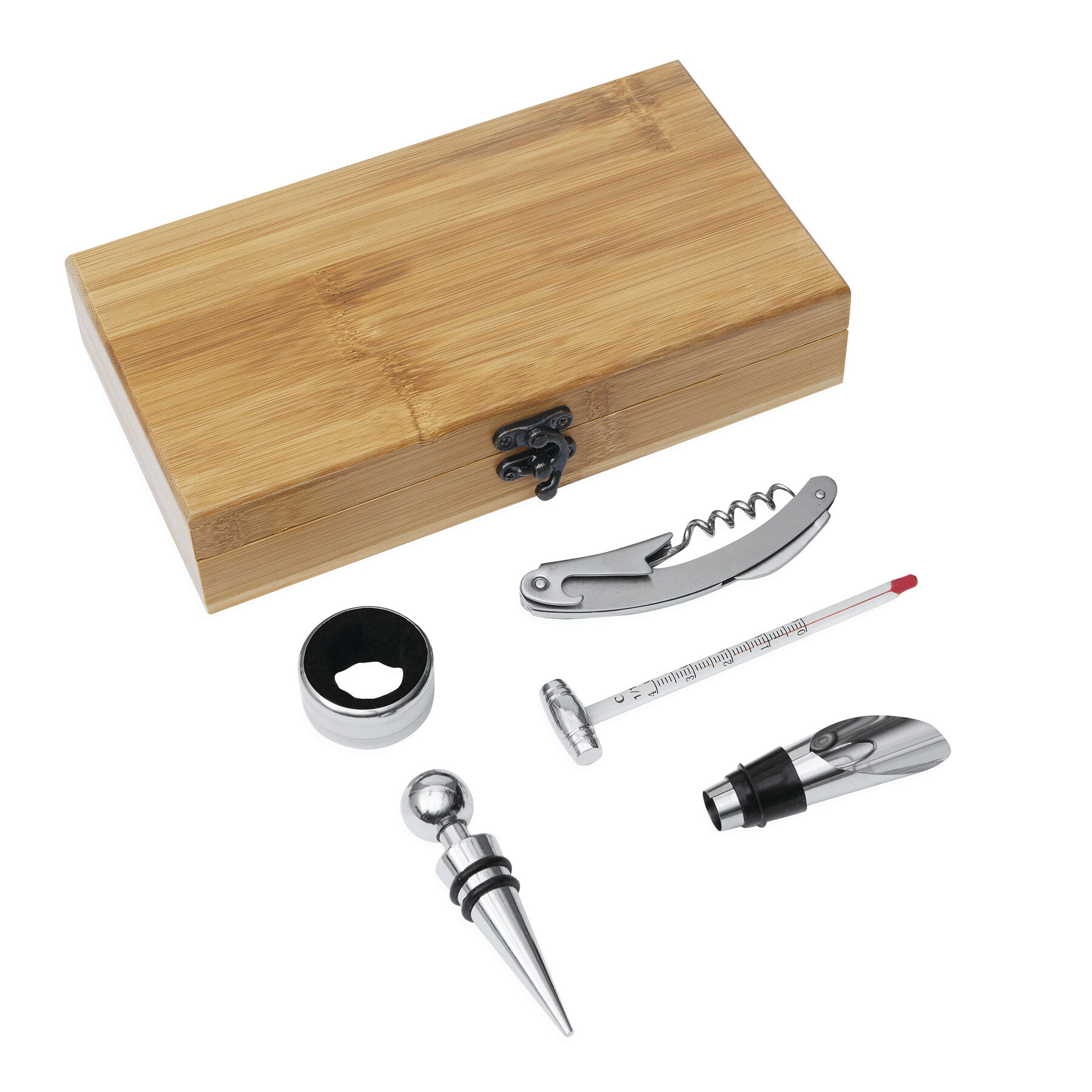Weinset BAMBOO PLEASURE, braun, silber