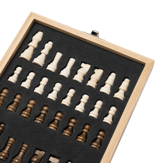 Weinset BAMBOO CHESS mit Schachspiel, braun