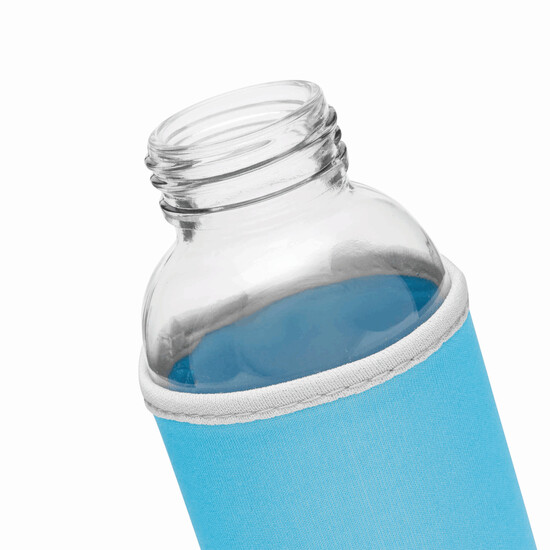 Glas-Flasche TAKE WELL, himmelblau, transparent