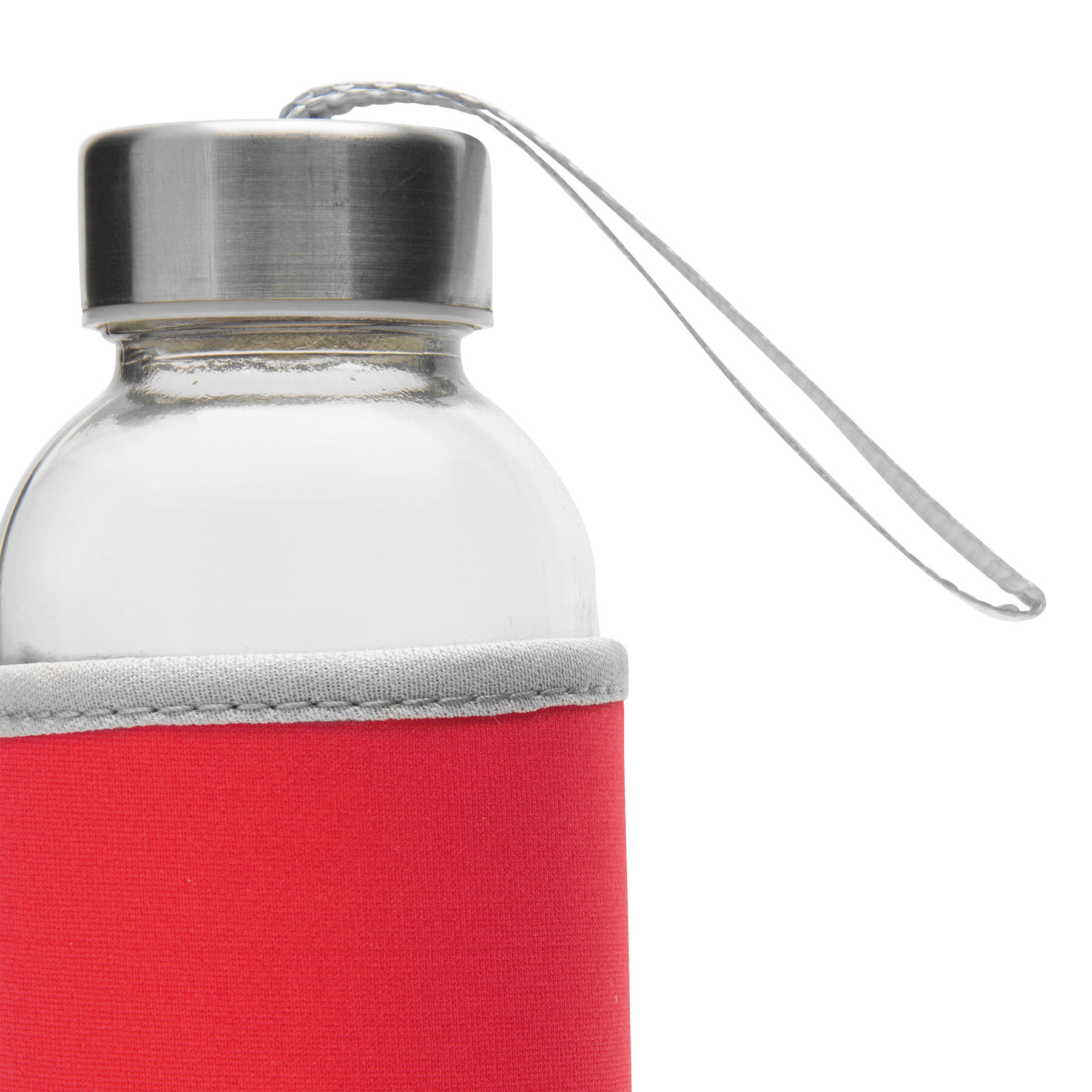 Glas-Flasche TAKE WELL, rot, transparent