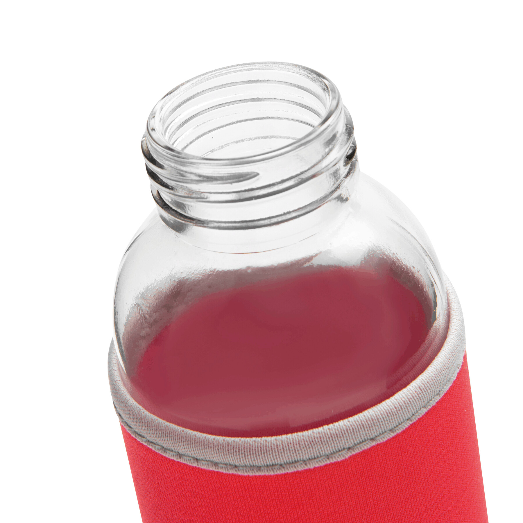 Glas-Flasche TAKE WELL, rot, transparent