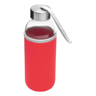 Glas-Flasche TAKE WELL, rot, transparent