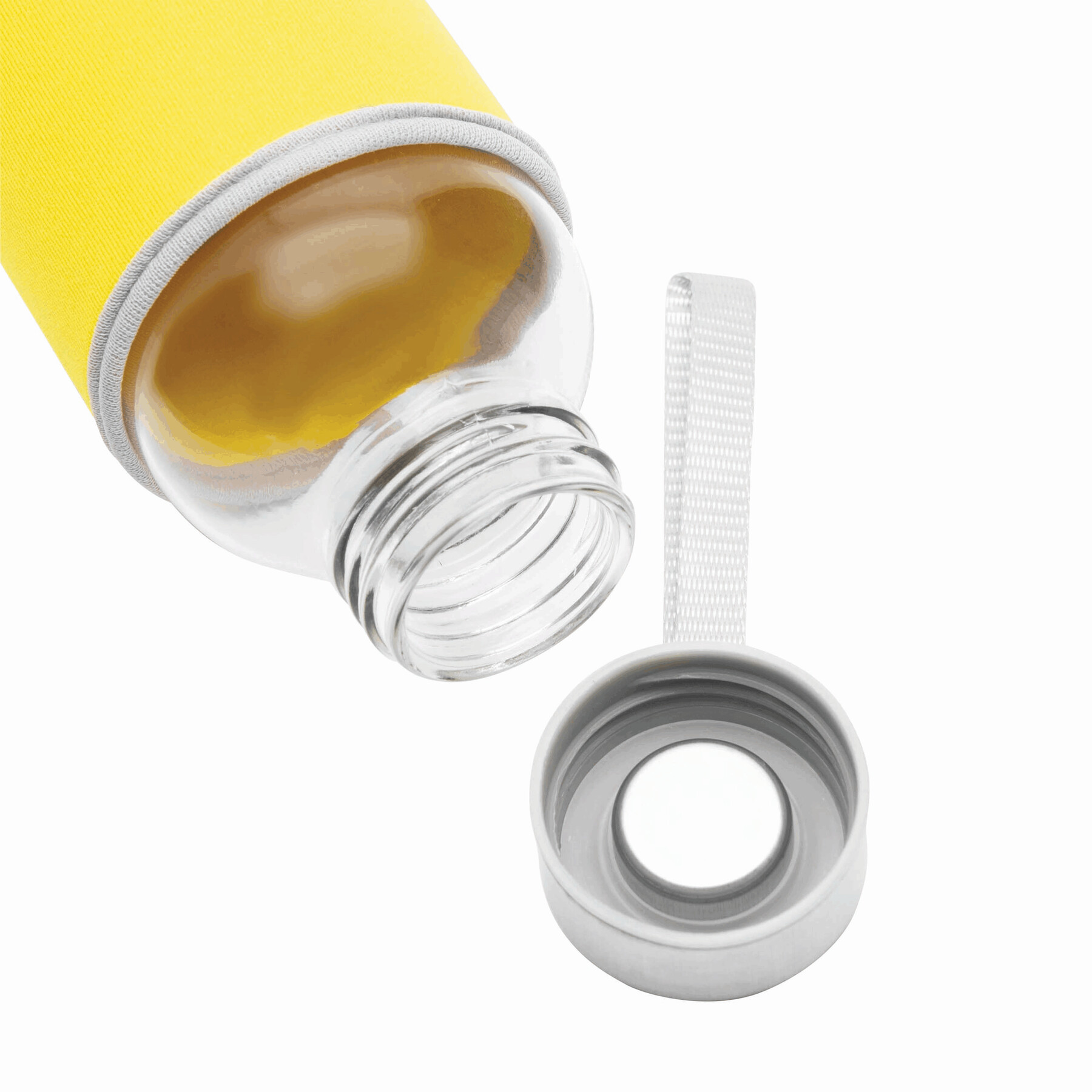 Glas-Flasche TAKE WELL, gelb, transparent