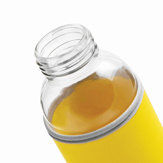 Glas-Flasche TAKE WELL, gelb, transparent