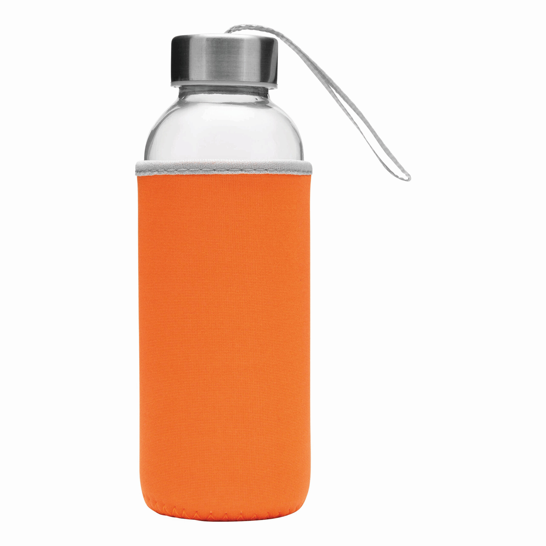 Glas-Flasche TAKE WELL, orange, transparent