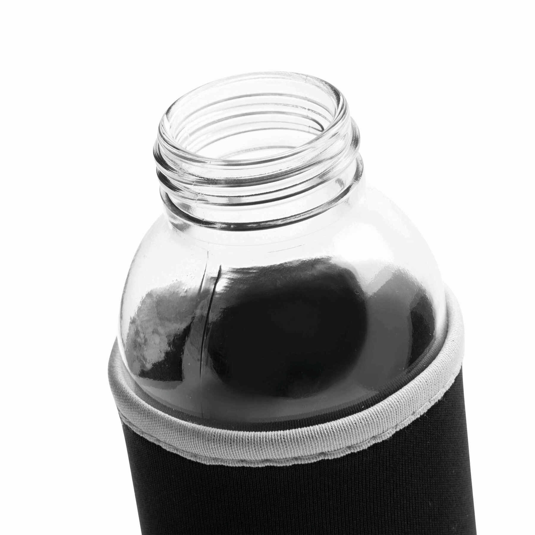 Glas-Flasche TAKE WELL, schwarz, transparent