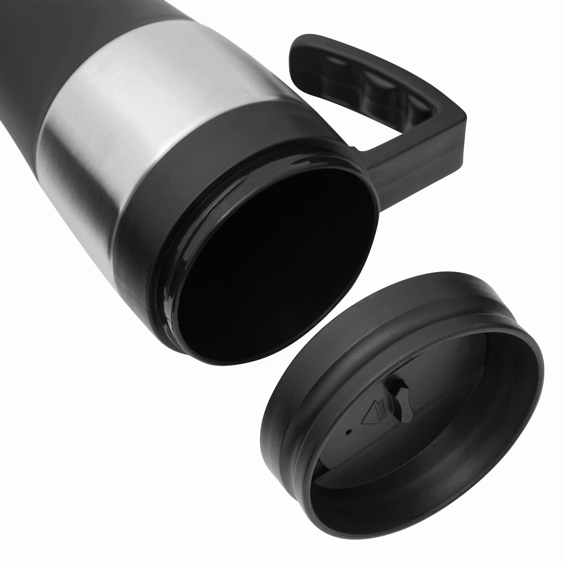 Isolierbecher HOT DRINK, schwarz, silber