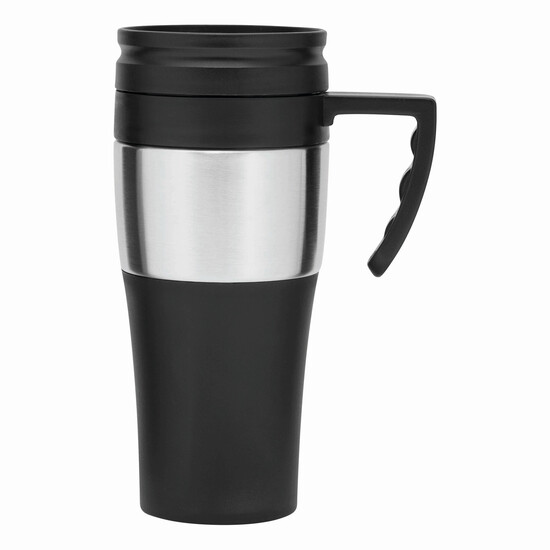 Isolierbecher HOT DRINK, schwarz, silber