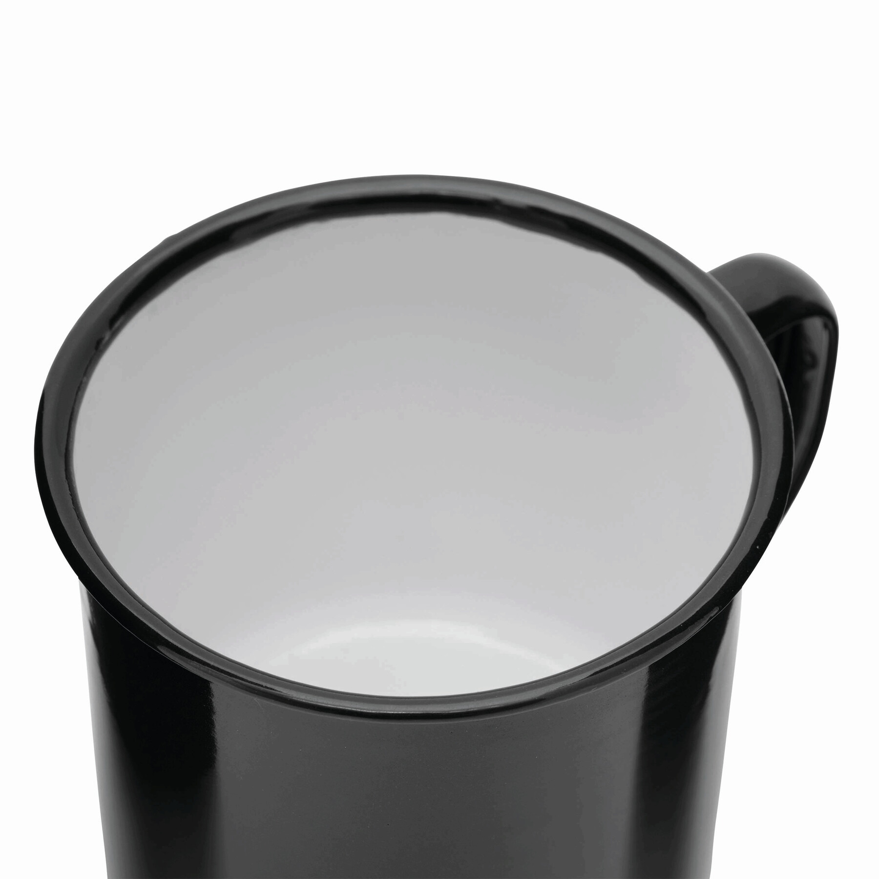 Emaille Becher RETRO CUP, schwarz, weiß