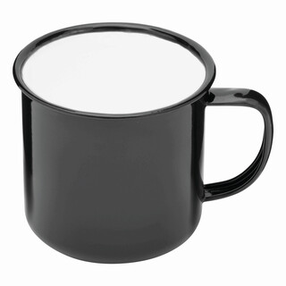 Emaille Becher RETRO CUP, schwarz, weiß