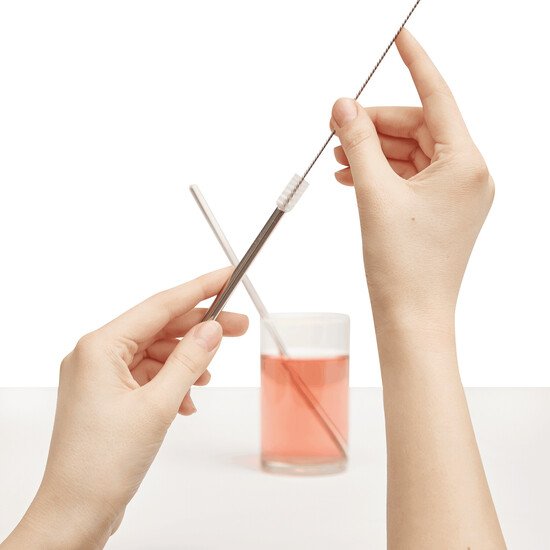 Edelstahl-Strohhalm-Set DRINK FRIENDLY, silber