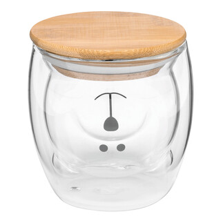 Glas BAMBOO BEAR, braun, transparent