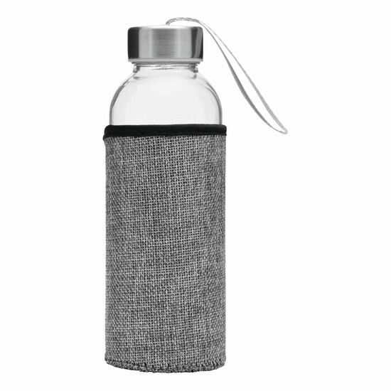 Glas-Trinkflasche TAKE JUTY, grau