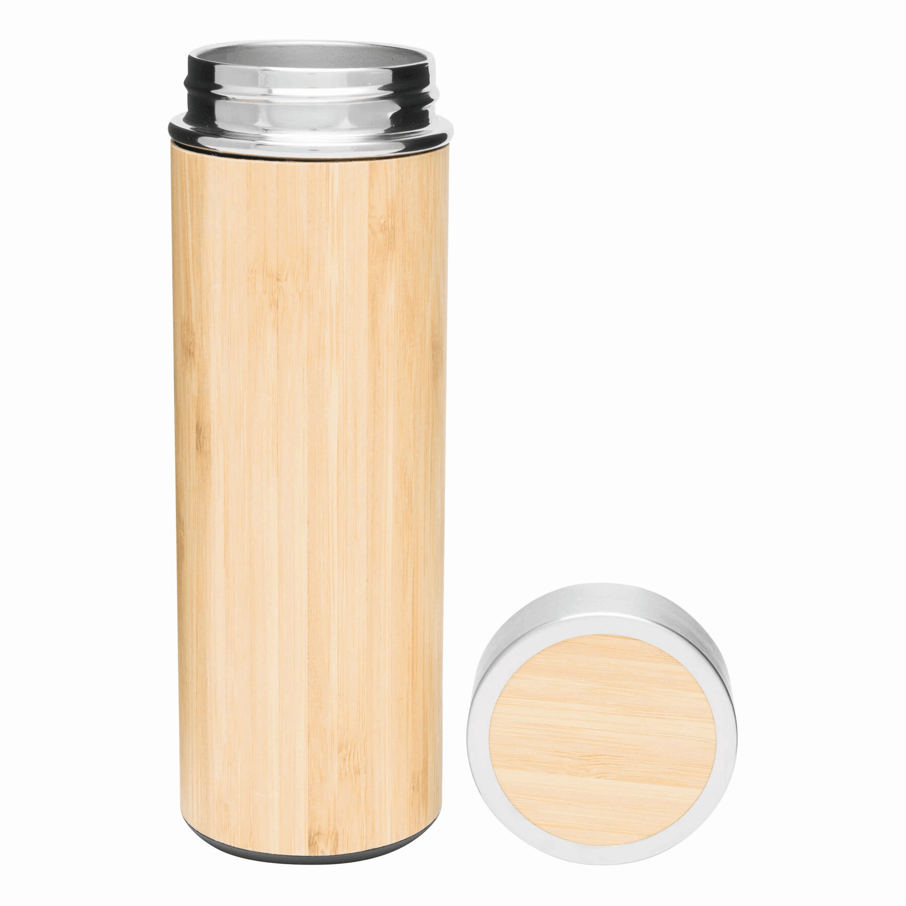 Isolierflasche BAMBOO GO, braun, silber