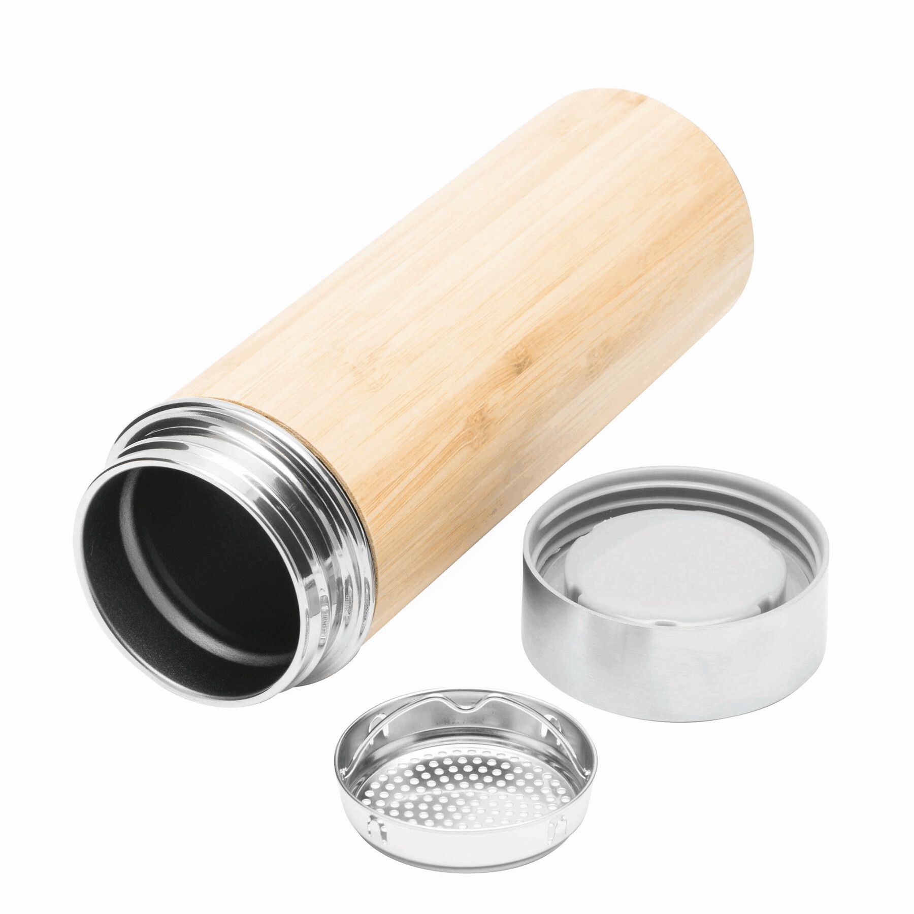 Isolierflasche BAMBOO GO, braun, silber