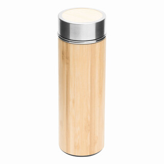 Isolierflasche BAMBOO GO, braun, silber