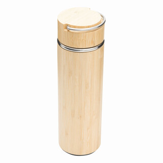 Isolierflasche BAMBOO HOT, braun, silber