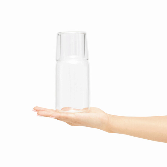 Glas-Karaffe mit Trinkglas CALMY, transparent