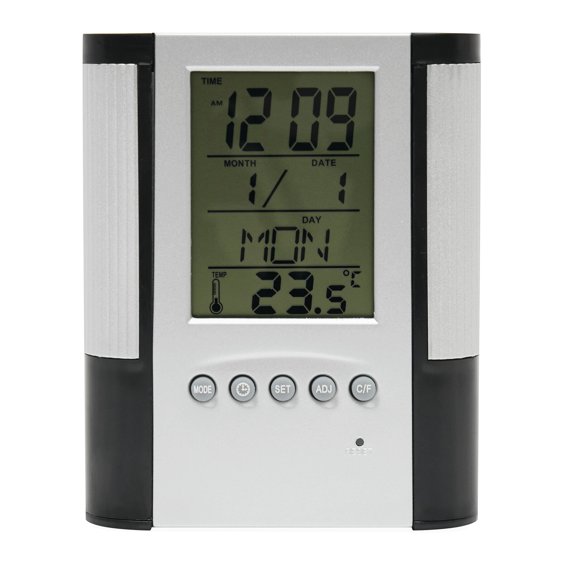 LCD-Wecker BUTLER, schwarz, silber