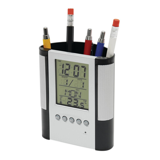 LCD-Wecker BUTLER, schwarz, silber