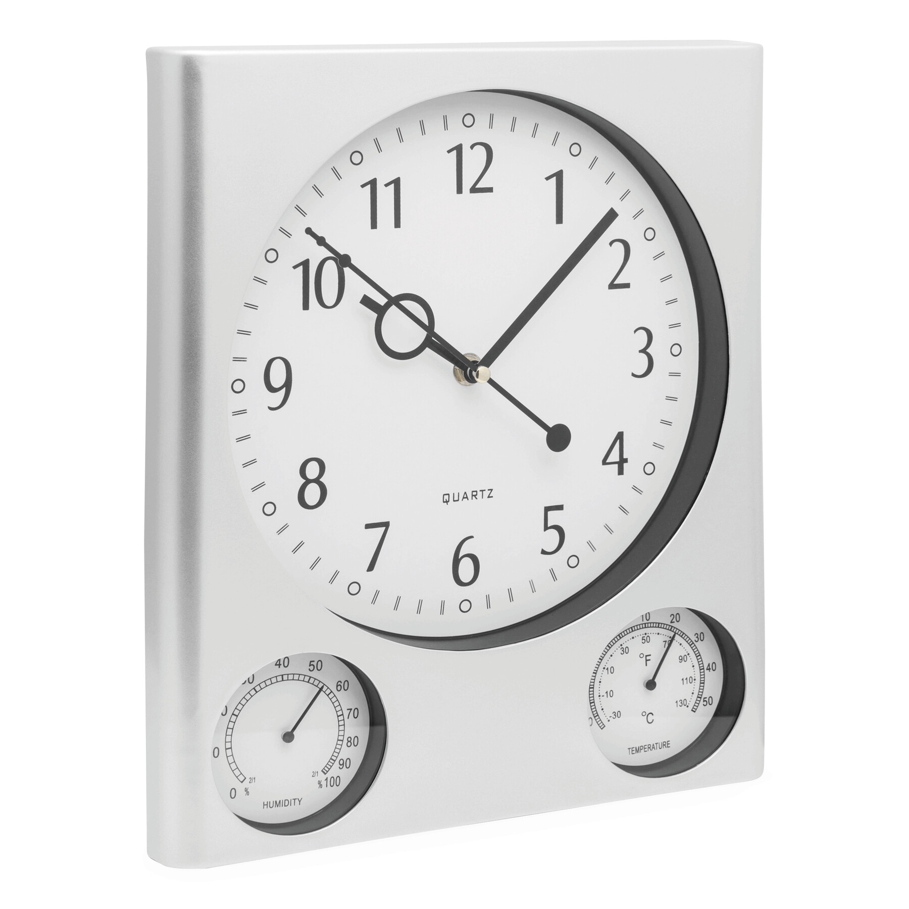 Rechteckige Wanduhr SATURN, silber