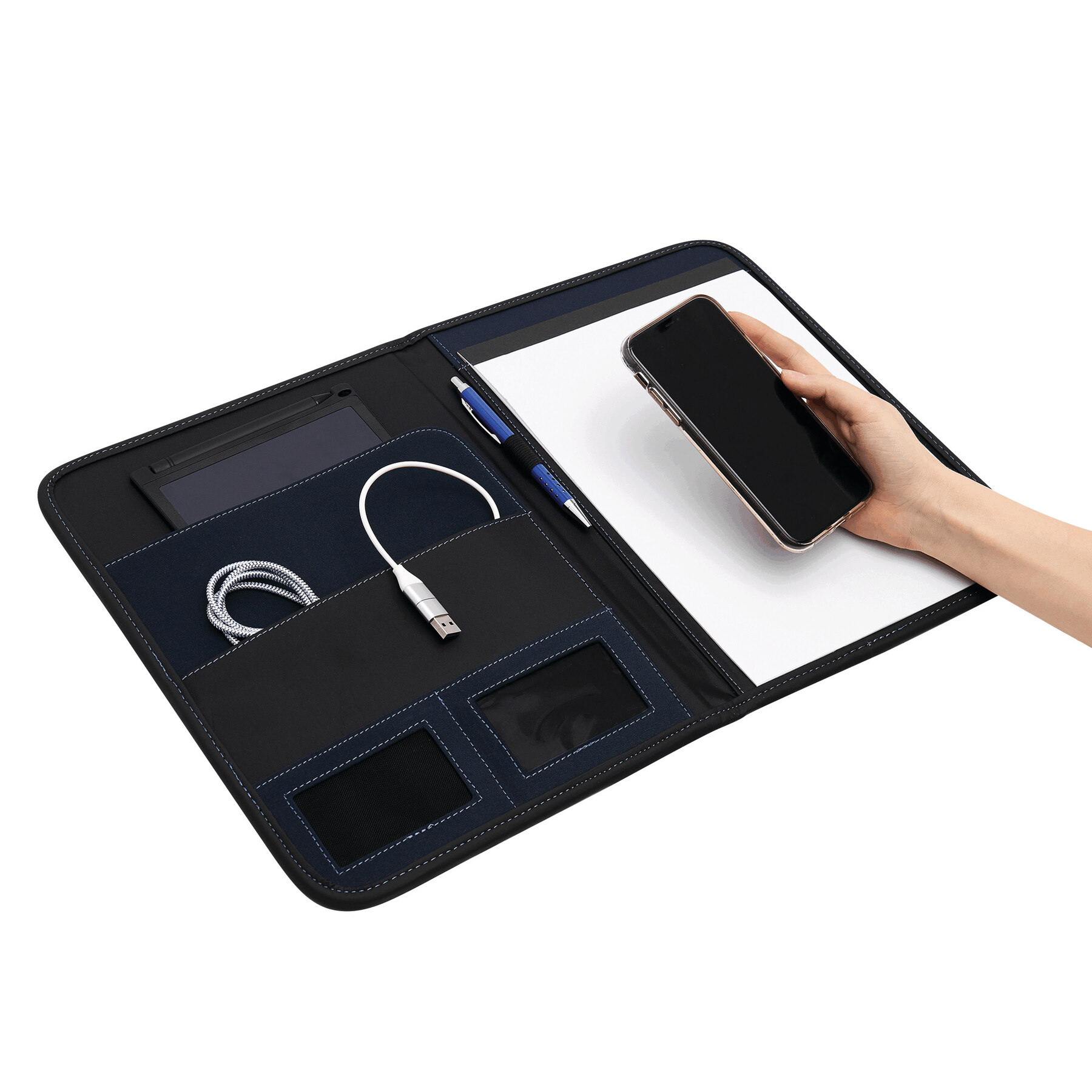 Konferenzmappe AVANTI im DIN-A4-Format, blau, schwarz