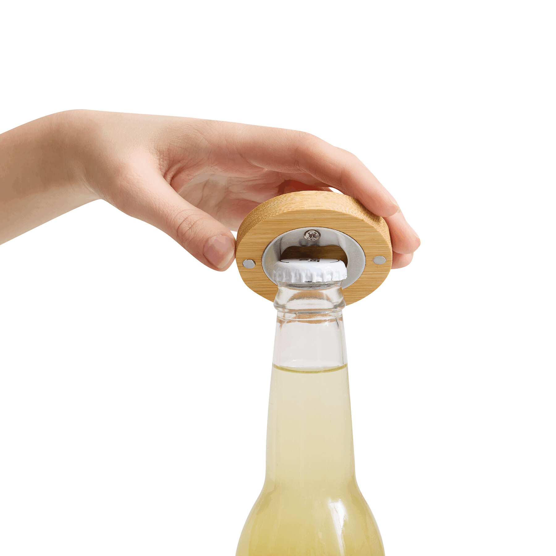 Flaschenöffner BAMBOO COIN, braun, silber