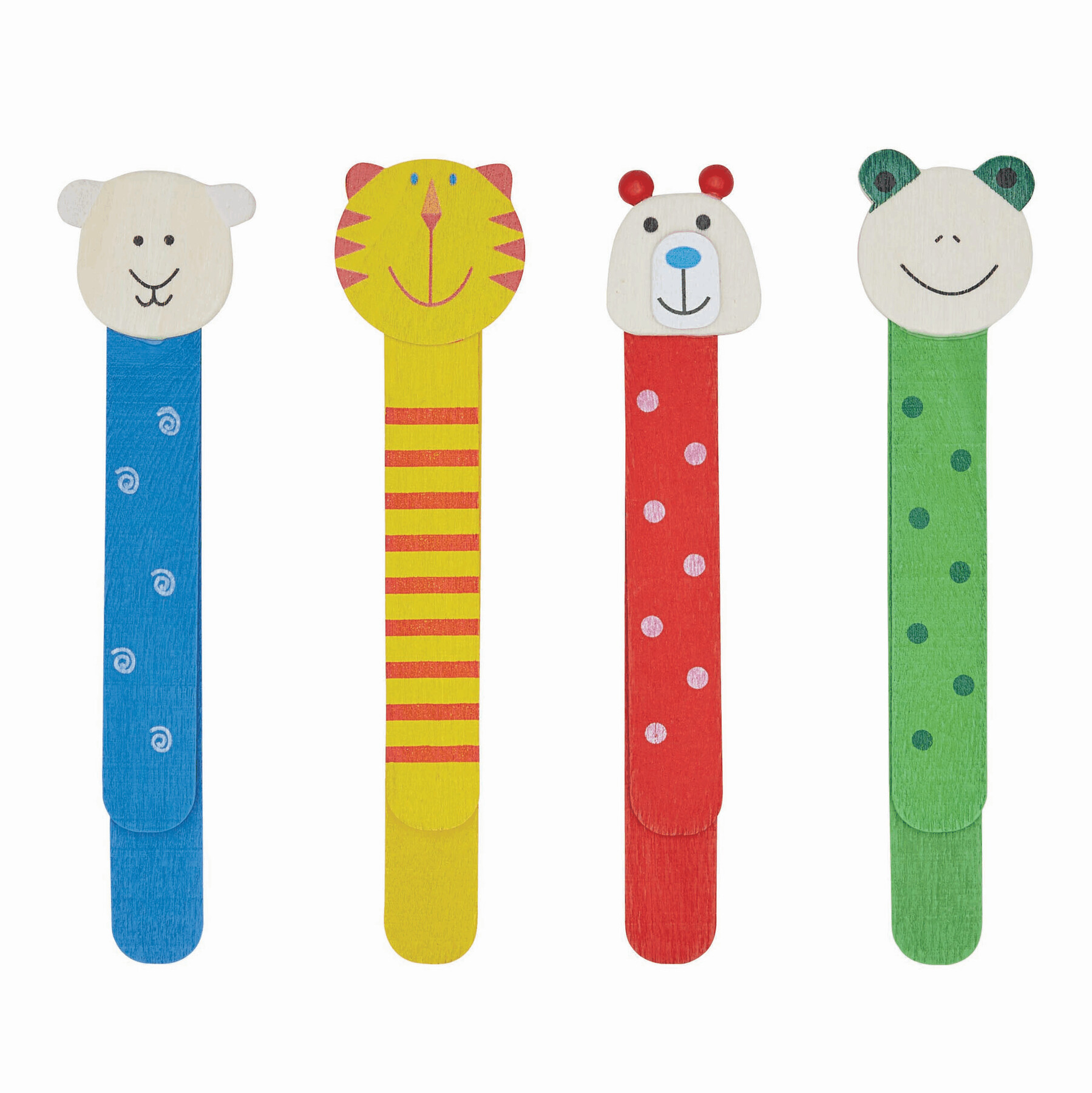 Holz-Lesezeichen FUNNY ANIMALS, 4-fach sortiert, Preis pro Stück, bunt