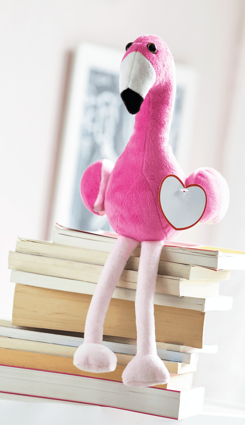 Plüsch-Flamingo LUISA, pink, schwarz, weiß