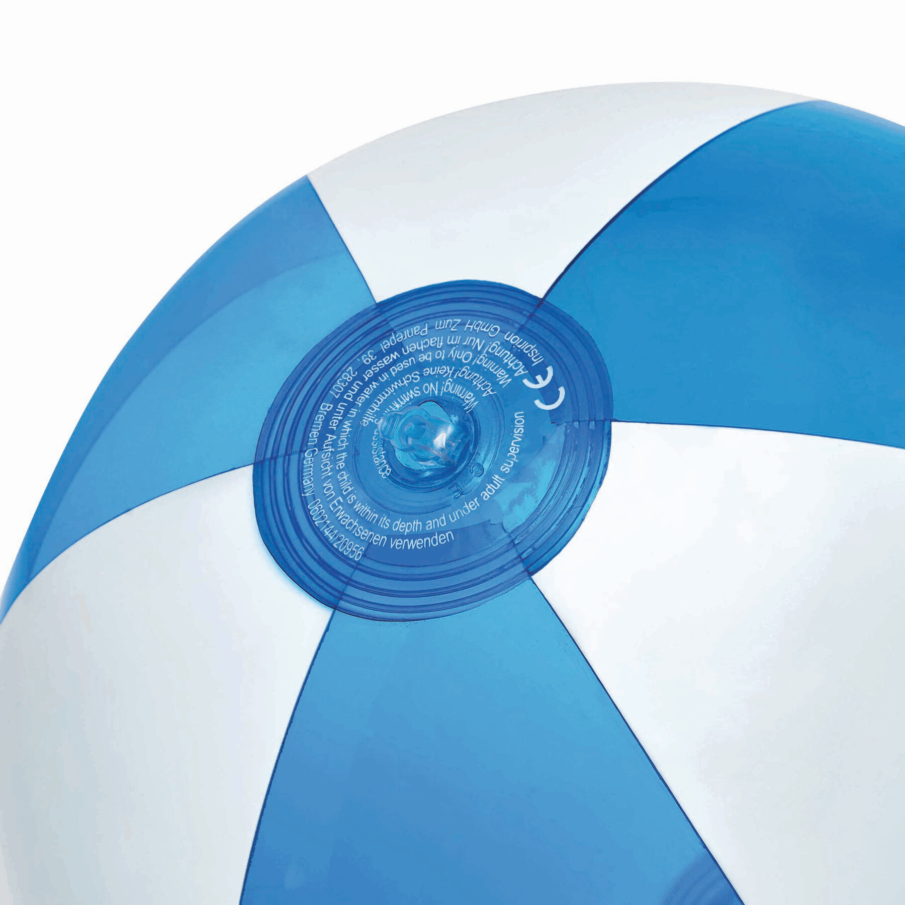 Strandball OCEAN, transparent blau, weiß