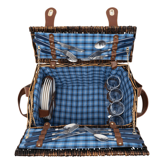 Weiden-Picknickkorb SUMMERTIME, blau