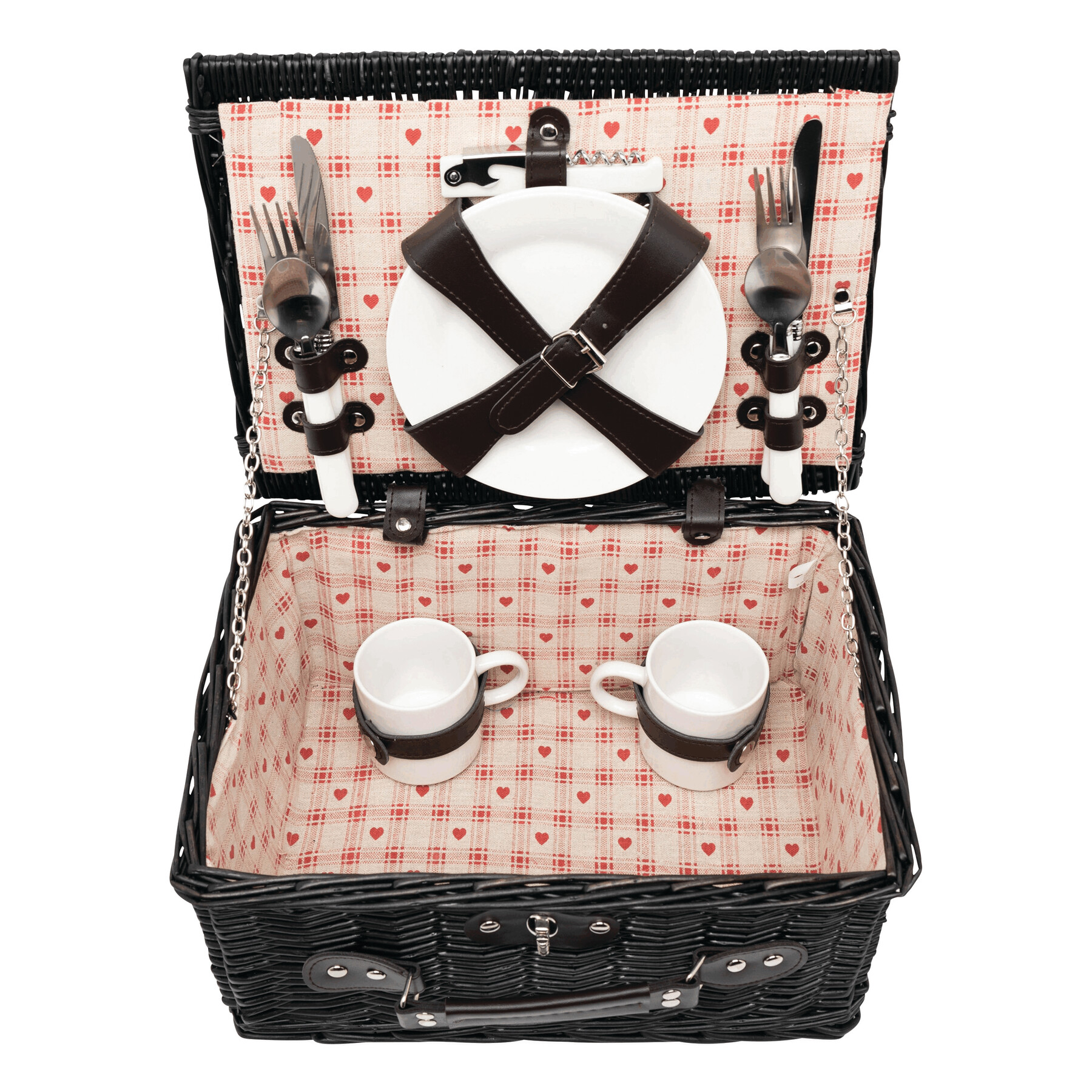 Weiden-Picknickkorb SUNSET PARK für 2 Personen, dunkelbraun